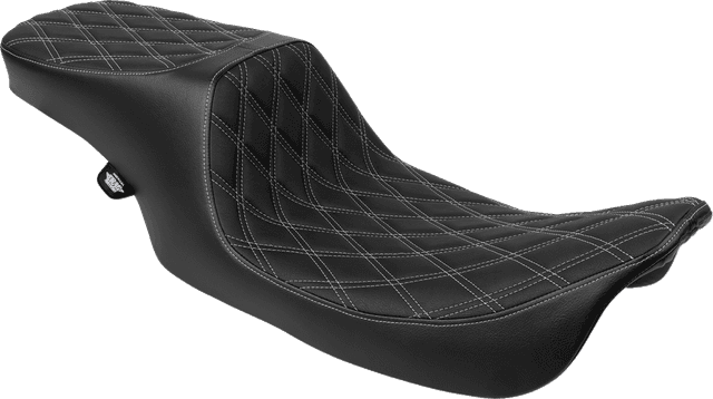 DRAG SPECIALTIES SEATS 0801-1997 Predator 2-Up Seat - Vinyl - Double Diamond - Silver Stitching- w/o Backrest - FL '97-'07 — image 1 of 4