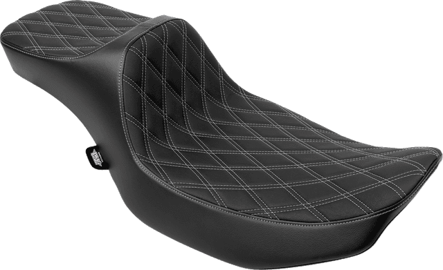 DRAG SPECIALTIES SEATS 0801-2035 Extended Reach Predator III Seat - Double Diamond - Silver Stitching - Vinyl - FLH/FLT '23-'24 — image 1 of 4