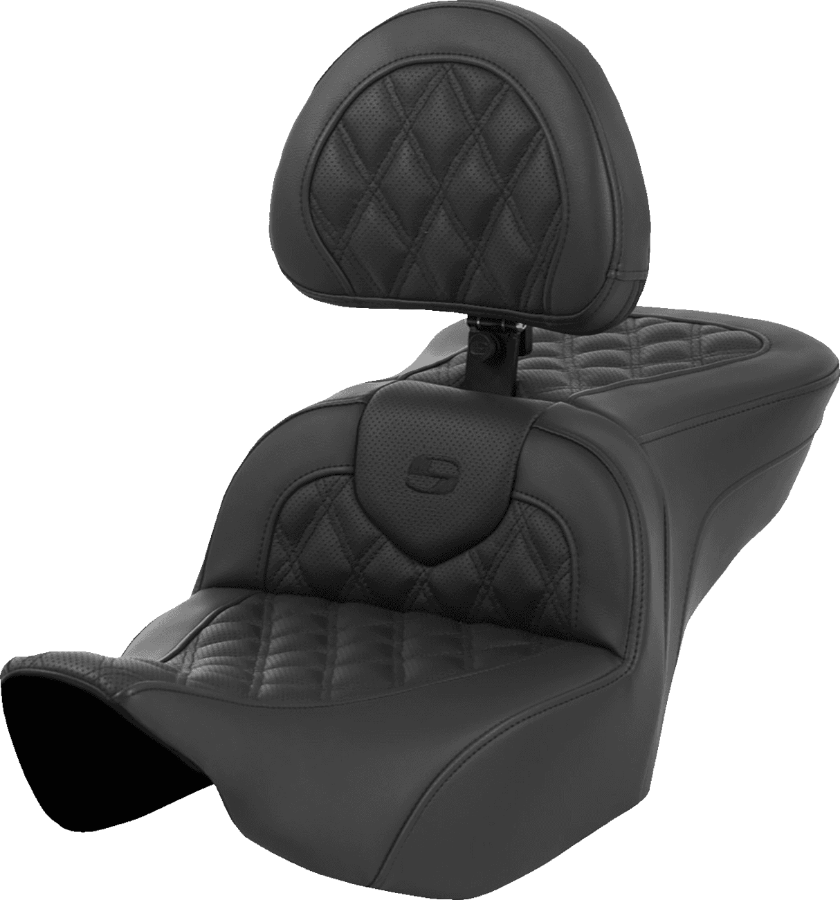 SADDLEMEN 0801-2039 Heated Roadsofa™ Seat - Lattice Stitch - w/ Backrest - FLT/FLH '23-'24