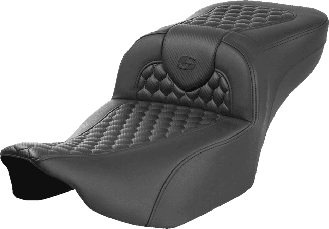 SADDLEMEN 0801-2046 Heated RoadSofa™ Seat - Extended Reach - Honeycomb Stitch - w/o Backrest - FLT/FLH ’23-‘24 — image 1 of 2