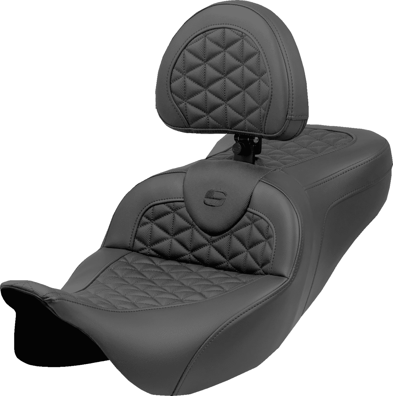 SADDLEMEN 0801-2053 RoadSofa™ Tri Gripper Seat - Standard Reach - w/ Backrest - FLH/FLT '08-'25