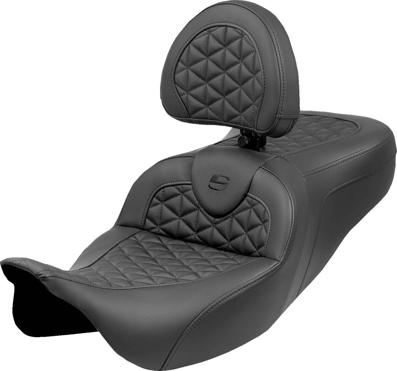SADDLEMEN 0801-2055 RoadSofa™ Tri Gripper Seat - Extended Reach - w/ Backrest - FLH/FLT '08-'25