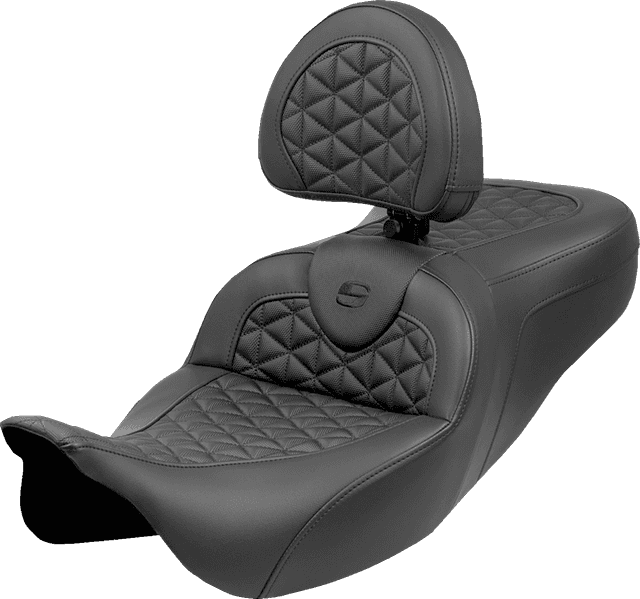 SADDLEMEN 0801-2055 RoadSofa™ Tri Gripper Seat - Extended Reach - w/ Backrest - FLH/FLT '08-'25 — image 1 of 2