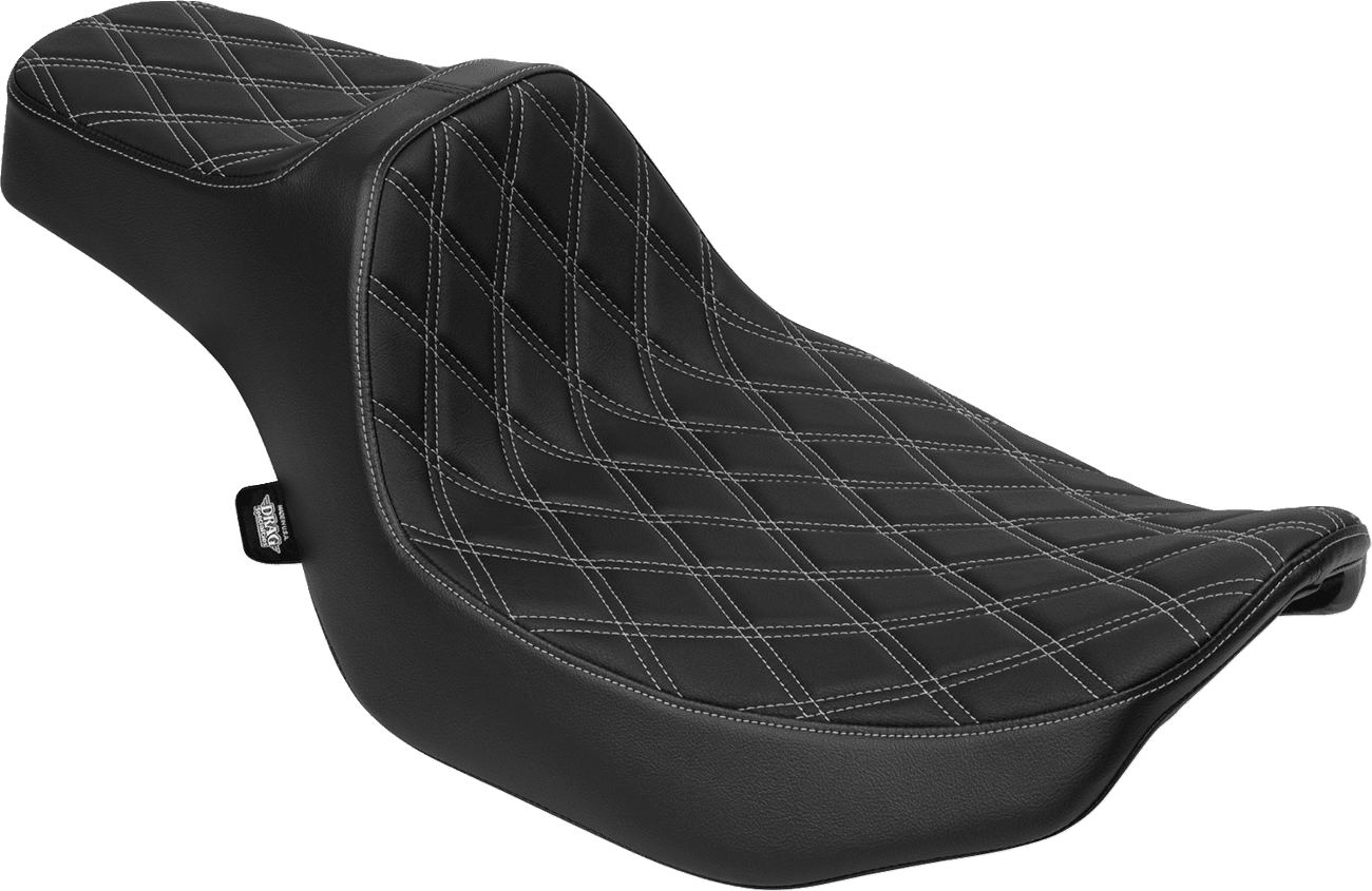 DRAG SPECIALTIES SEATS 0801-2060 Extended Reach Predator III Seat - Vinyl - Silver Double Diamond Stitch - FLT/FLH '23-'25