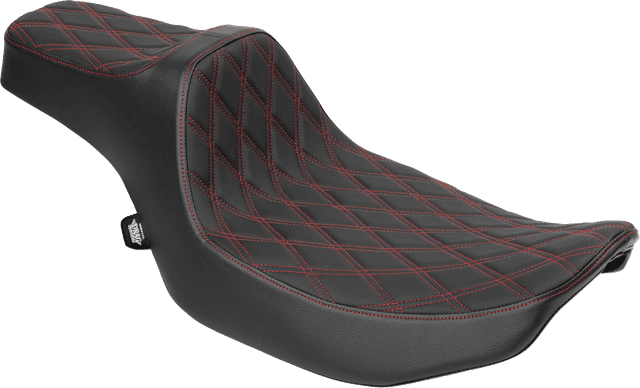 DRAG SPECIALTIES SEATS 0801-2061 Extended Reach Predator III Seat - Vinyl - Red Double Diamond Stitch - FLT/FLH '23-'25 — image 1 of 4