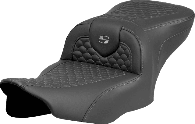 SADDLEMEN 0801-2064 Roadsofa™ Seat - Dragon Scale Stitch - Dark Gray Stitch - w/o Backrest - FLTR/FLHX '23-'24