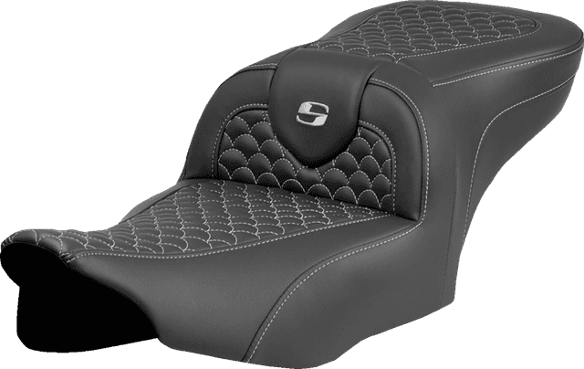SADDLEMEN 0801-2067 Roadsofa™ Seat - Dragon Scale Stitch - Silver Stitch - w/o Backrest - FLTR/FLHX '23-'24