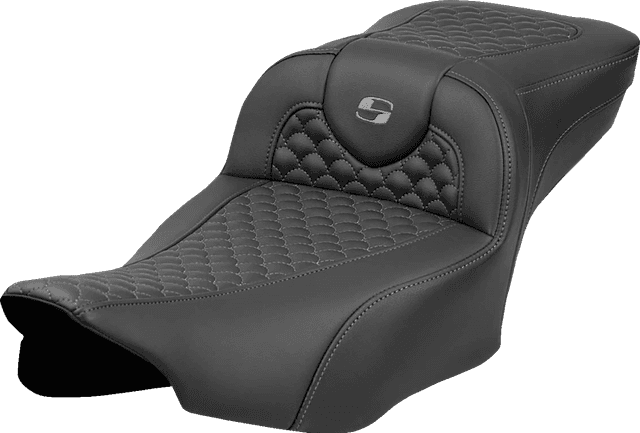 SADDLEMEN 0801-2078 Roadsofa™ Extended Reach Seat - Dragon Scale Stitch - Dark Gray Stitch - w/o Backrest - FL '23-'24 — image 1 of 2