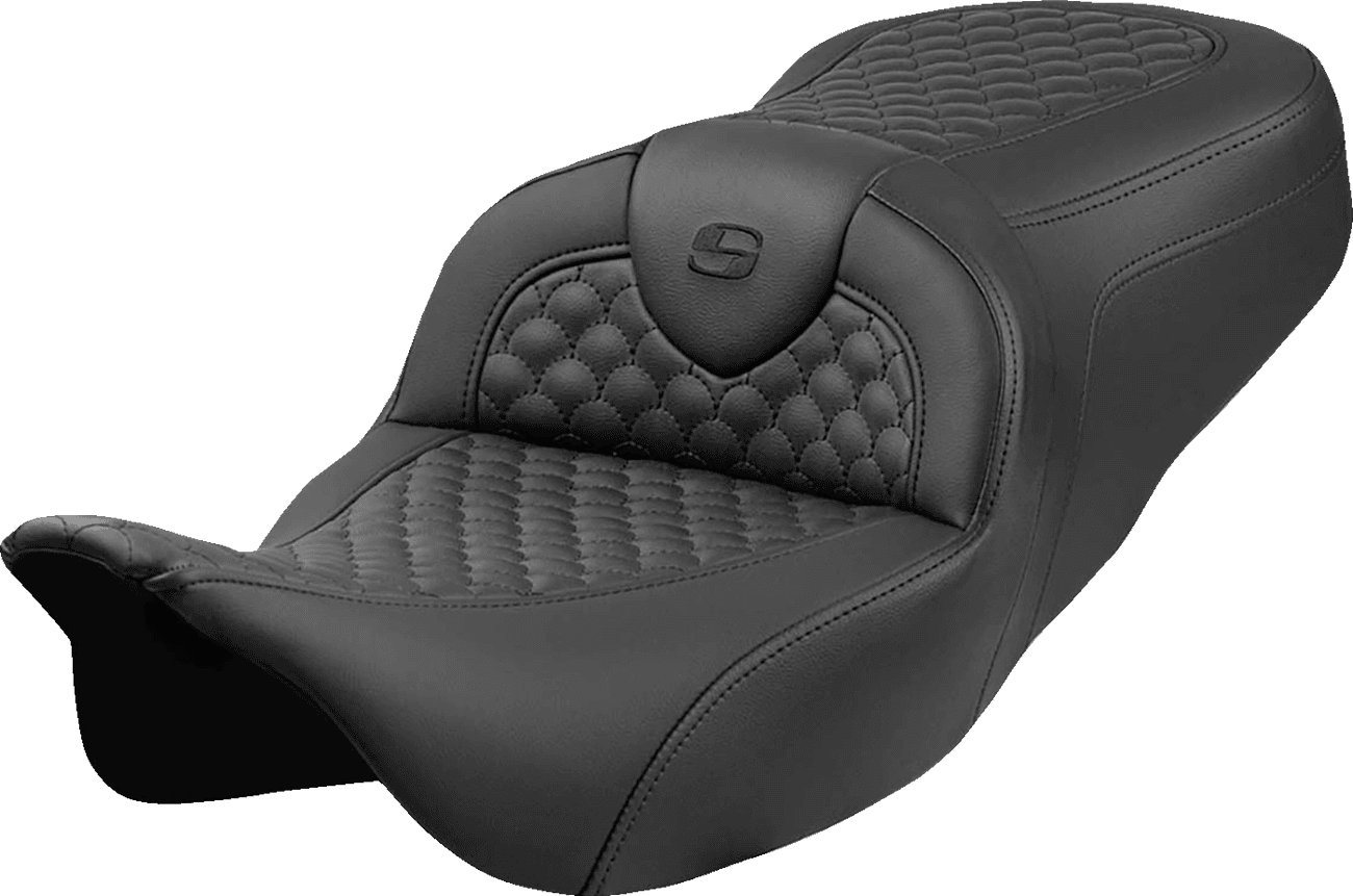 SADDLEMEN 0801-2091 Roadsofa™ Seat - Dragon Scale Stitch - Black Stitch - w/o Backrest - FLH/FLT '08-'24