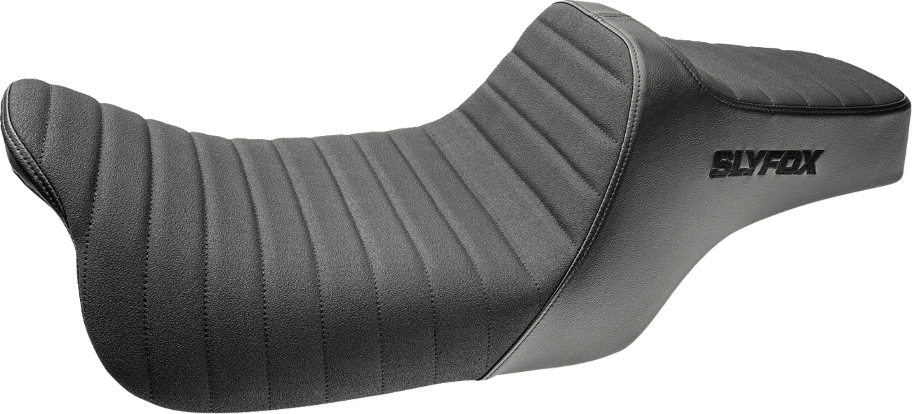 SLYFOX 08012095 Highnoon Seat - Vinyl - Classic Stitch - Black Logo - FLH/FLT '08-'24