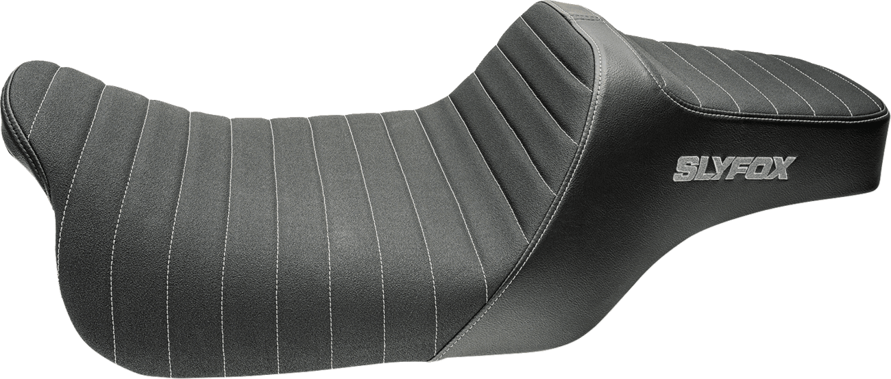 SLYFOX 08012096 Highnoon Seat - Vinyl - Classic Stitch - Silver Logo - FLH/FLT '08-'24