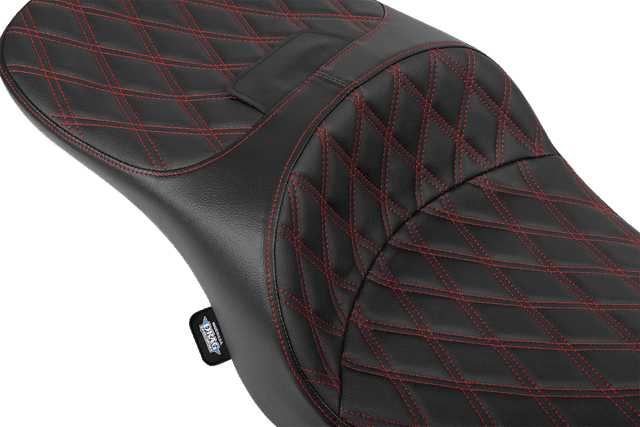 DRAG SPECIALTIES SEATS 0801-2100 Freedom Seat - Black - Vinyl - Red Double Diamond Stitch - FLT/FLH '23-'25 — image 2 of 4