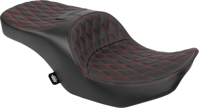 DRAG SPECIALTIES SEATS 0801-2100 Freedom Seat - Black - Vinyl - Red Double Diamond Stitch - FLT/FLH '23-'25 — image 1 of 4