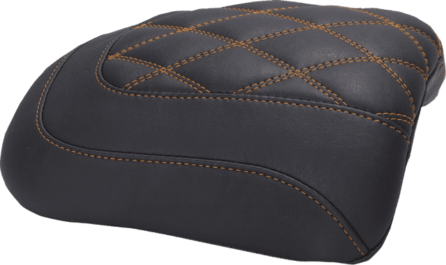MUSTANG 0801-2111 Padded Passenger Seat Cowl - Double Diamond - Mandarin Orange Stitch - FLT/FLH '23-'25