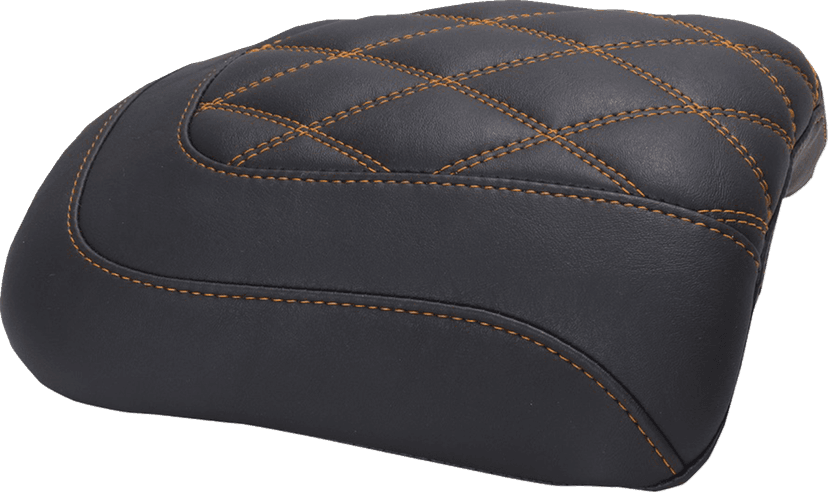 MUSTANG 0801-2111 Padded Passenger Seat Cowl - Double Diamond - Mandarin Orange Stitch - FLT/FLH '23-'25