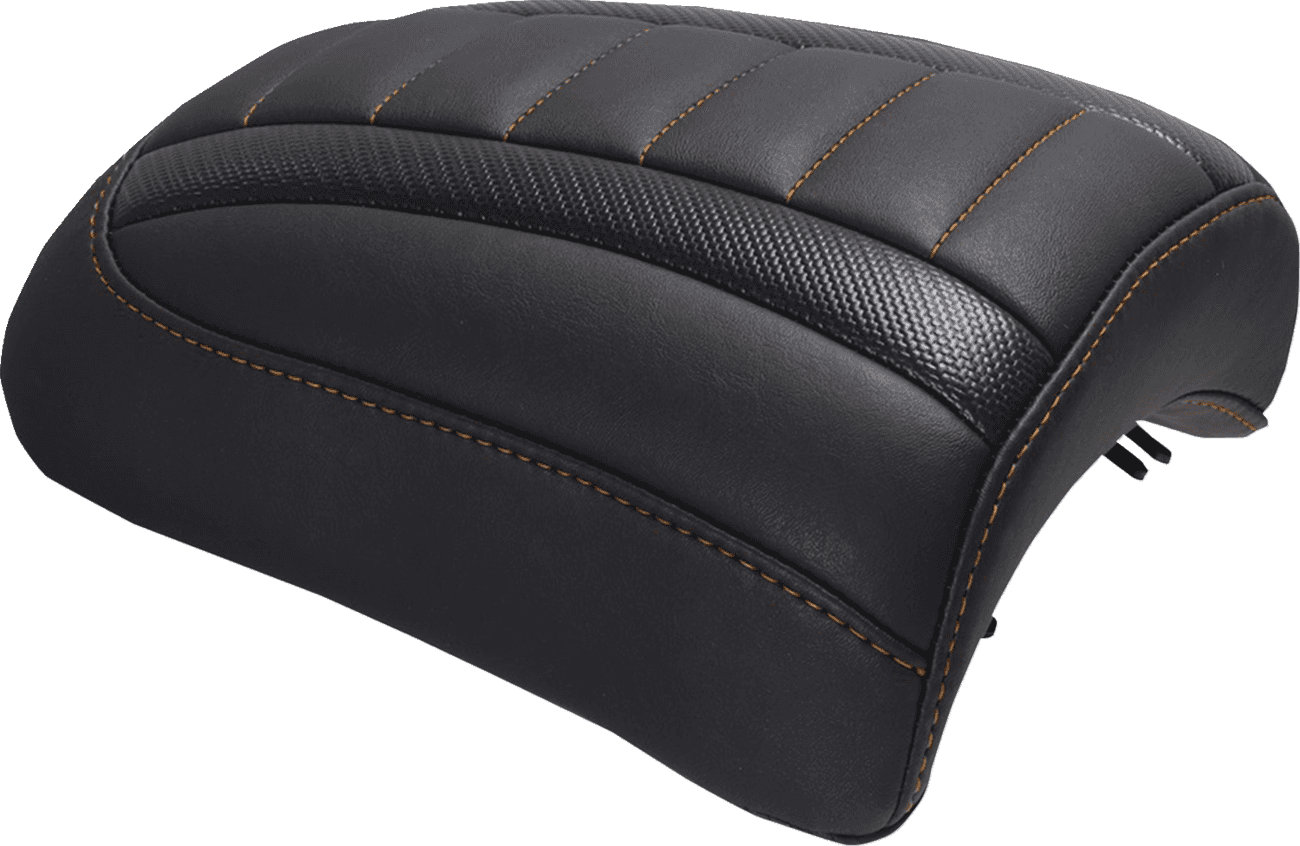 MUSTANG 0801-2116 Padded Passenger Seat Cowl - Deluxe - Mandarin Orange Stitch - FLT/FLH '23-'25