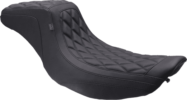 MUSTANG 0801-2125 One Piece 2-Up Squareback Seat - Double Diamond - Black Stitch - FLH/FLT '97-'07