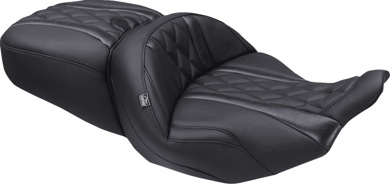 MUSTANG 0801-2127 Deluxe One-Piece, 2-Up Seat - Diamond - Black Stitch - FLT/FLH '23-'25