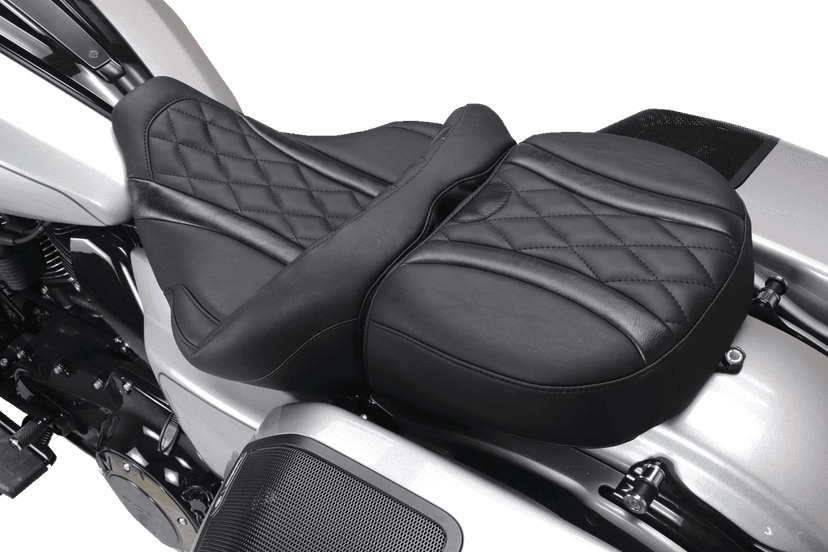 MUSTANG 0801-2127 Deluxe One-Piece, 2-Up Seat - Diamond - Black Stitch - FLT/FLH '23-'25 — image 6 of 7