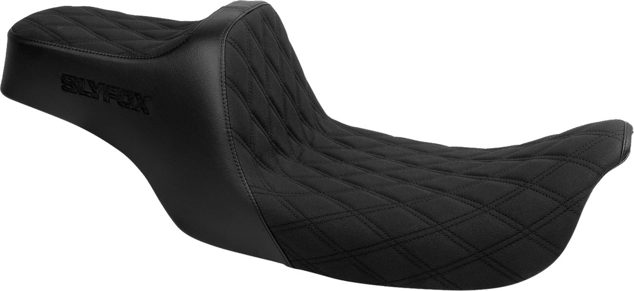 SLYFOX 08012148 High Noon Seat - Double Diamond - Black Logo - Black Stitch - FLH/FLT '97-'07