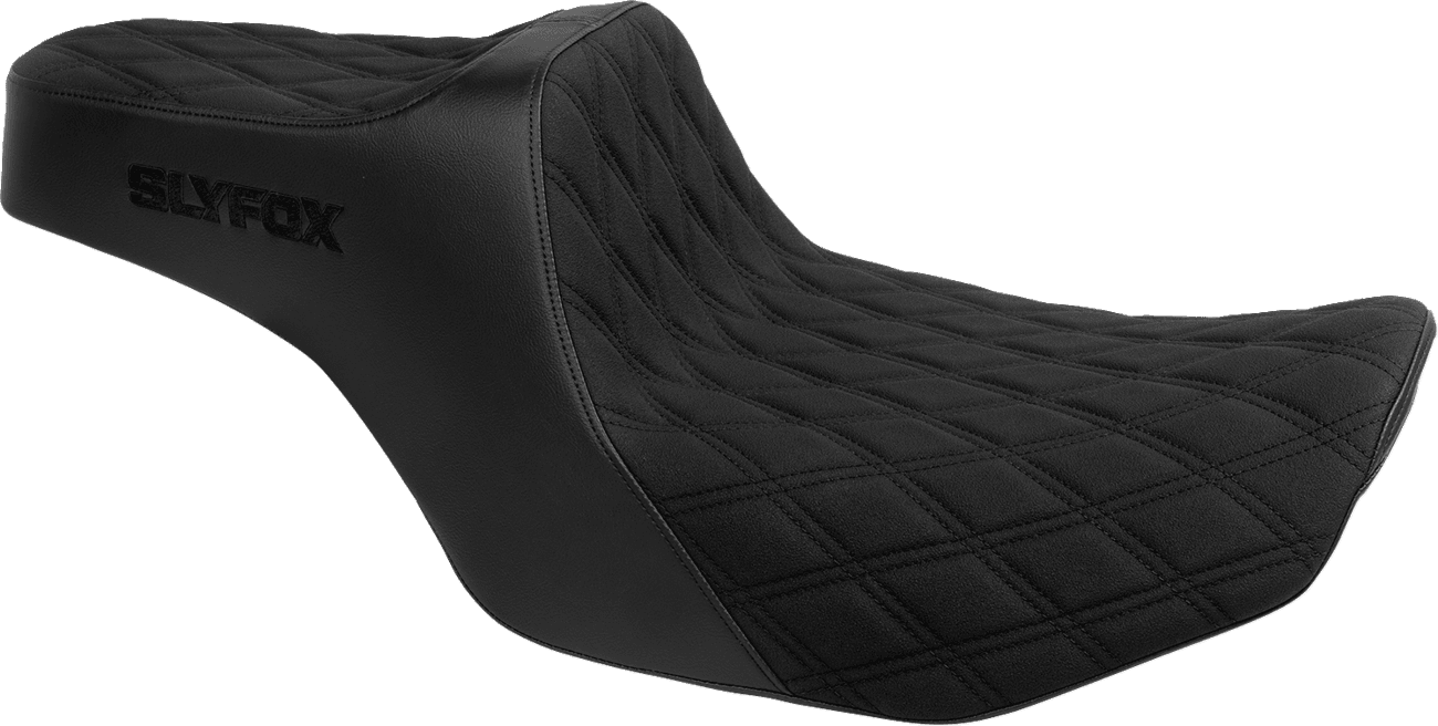 SLYFOX 08012150 High Noon Seat - Double Diamond - Black Logo - Black Stitch - FLH/FLT '23-'25