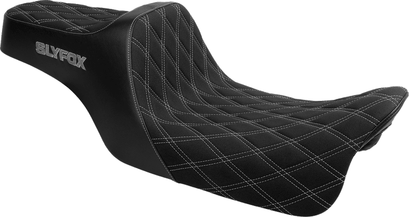 SLYFOX 08012151 High Noon Seat - Double Diamond - Silver Logo - Silver Stitch - FLH/FLT '23-'25 — image 1 of 2