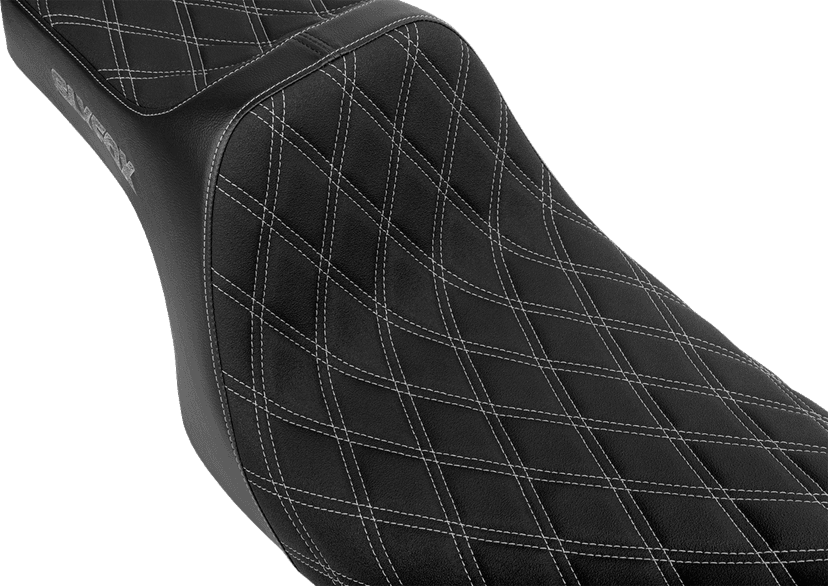 SLYFOX 08012153 High Noon Seat - Double Diamond - Silver Logo - Silver Stitch - FLH/FLT '08-'25 — image 2 of 2