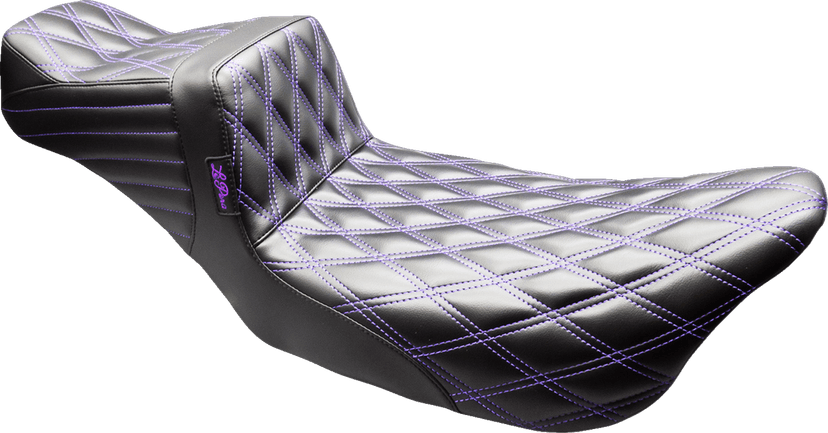 LE PERA 0801-2174 Tailwhip Daddy Long Legs Seat - Black - Purple Double Diamond Stitch - FLT/FLH '08-'23