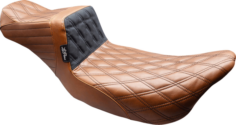 LE PERA 0801-2179 Tailwhip Daddy Long Legs Seat - Brown - Black Double Diamond Stitch - FLT/FLH '08-'23