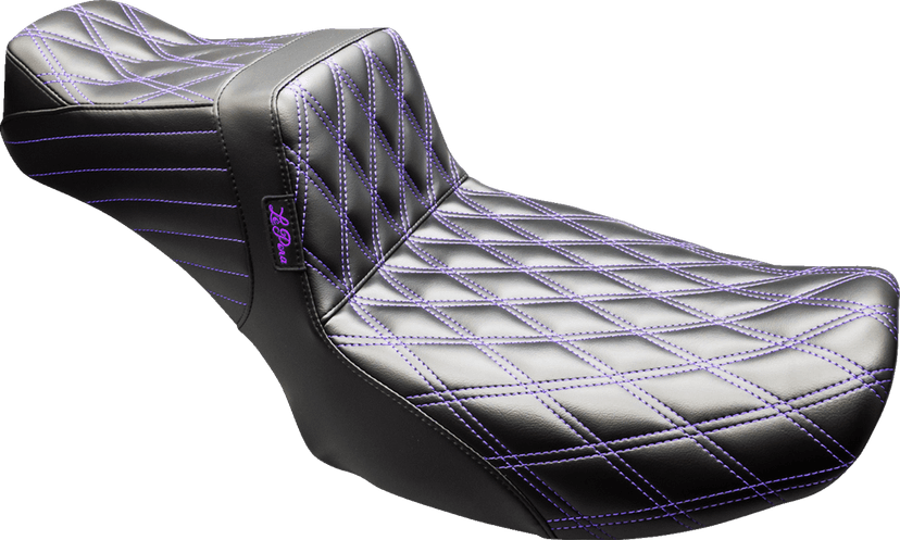LE PERA 0801-2181 Tailwhip Daddy Long Legs Seat - Black - Purple Double Diamond Stitch - FLT/FLH '24-'25