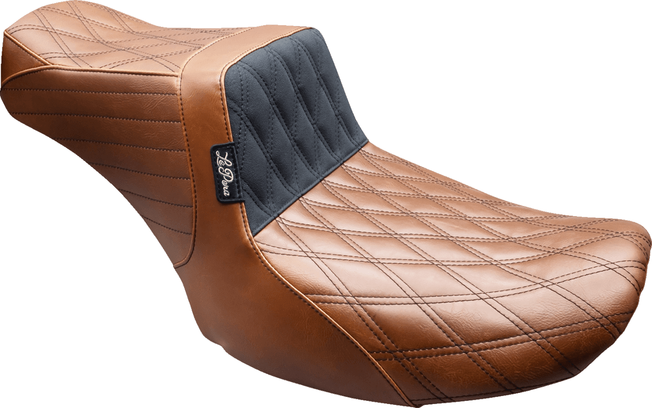 LE PERA 0801-2182 Tailwhip Seat - Brown - Double Diamond - Black Stitch - FLT/FLH '24-'25