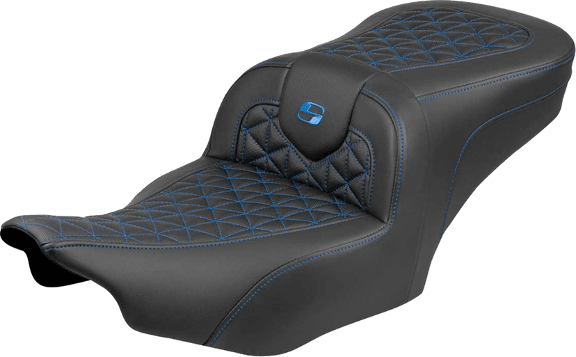 SADDLEMEN 0801-2219 Roadsofa™ Seat - without Backrest - Blue Stitch - FLH/FLT '23-'25