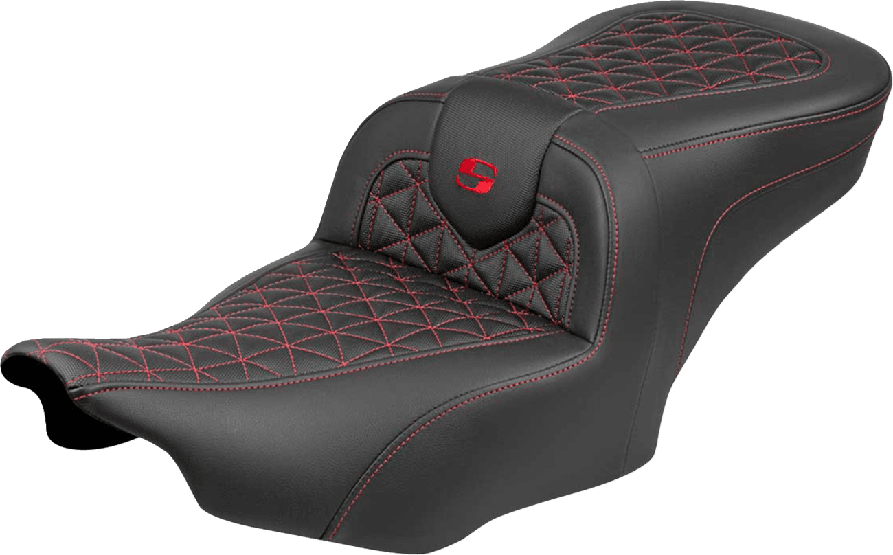 SADDLEMEN 0801-2222 Roadsofa™ Seat - without Backrest - Red Stitch - FLH/FLT '23-'25