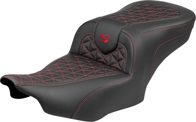 SADDLEMEN 0801-2222 Roadsofa™ Seat - without Backrest - Red Stitch - FLH/FLT '23-'25