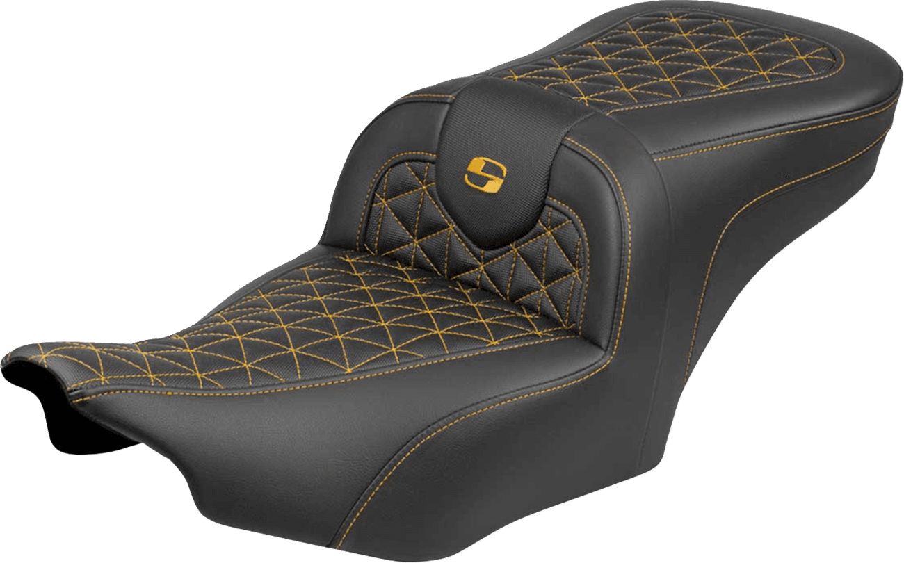 SADDLEMEN 0801-2225 Roadsofa™ Seat - without Backrest - Gold Stitch - FLH/FLT '23-'25