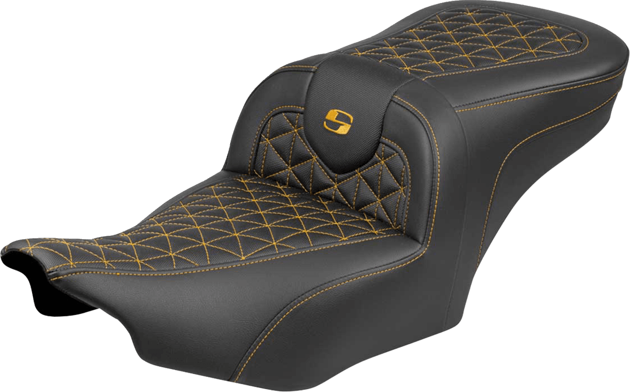 SADDLEMEN 0801-2225 Roadsofa™ Seat - without Backrest - Gold Stitch - FLH/FLT '23-'25