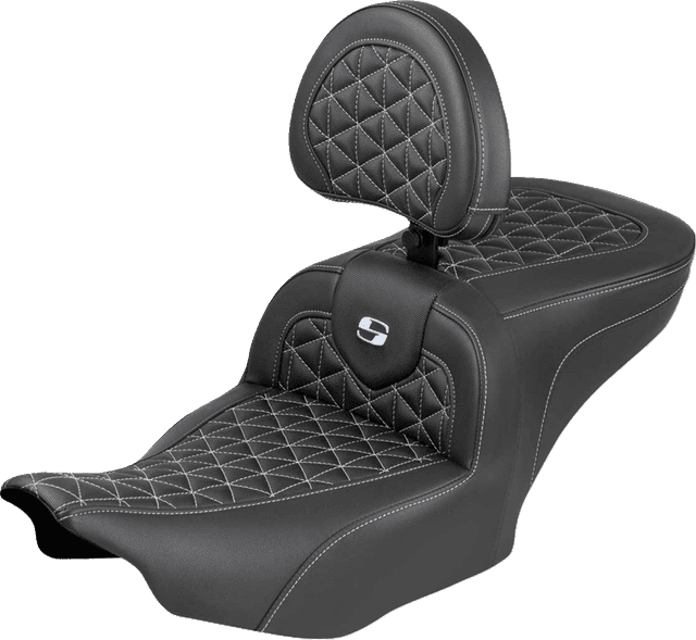 SADDLEMEN 0801-2230 Roadsofa™ Seat - with Backrest - Silver Stitch - FLH/FLT '23-'25