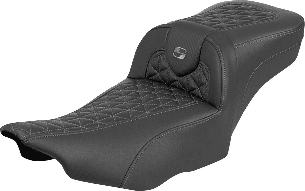 SADDLEMEN 0801-2234 Roadsofa™ Extended Reach Seat - without Backrest - Tri-Gripper Gray Stitch - FLH/FLT '23-'25