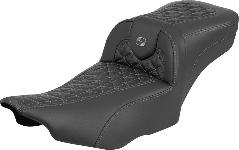 SADDLEMEN 0801-2234 Roadsofa™ Extended Reach Seat - without Backrest - Tri-Gripper Gray Stitch - FLH/FLT '23-'25