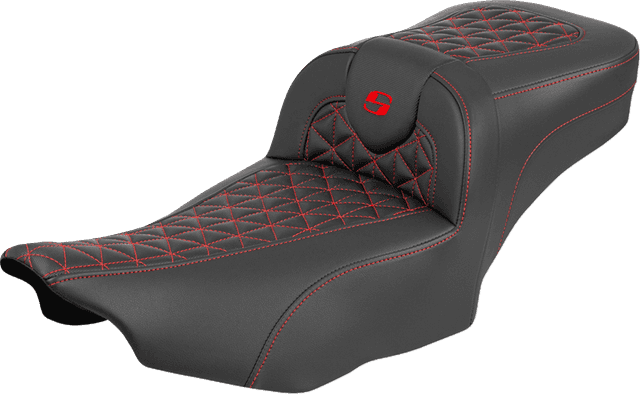 SADDLEMEN 0801-2236 Roadsofa™ Extended Reach Seat - without Backrest - Red Stitch - FLH/FLT '23-'25