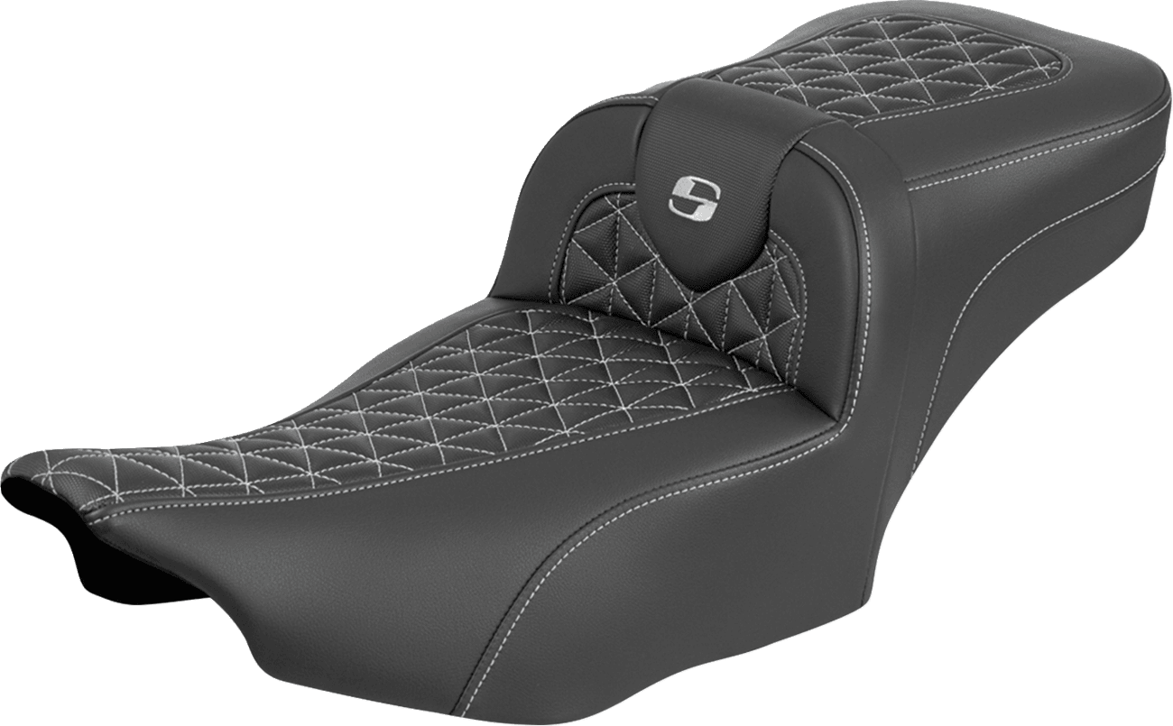 SADDLEMEN 0801-2237 Roadsofa™ Extended Reach Seat - without Backrest - Silver Stitch - FLH/FLT '23-'25