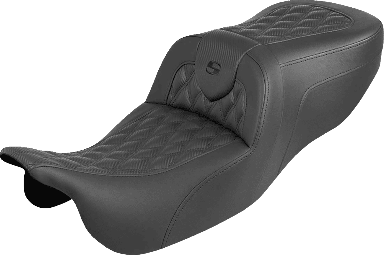 SADDLEMEN 0801-2247 Roadsofa™ Carbon Fiber Seat - Lattice Stitch - Without Backrest - FLRT/FLTRT '15-'25
