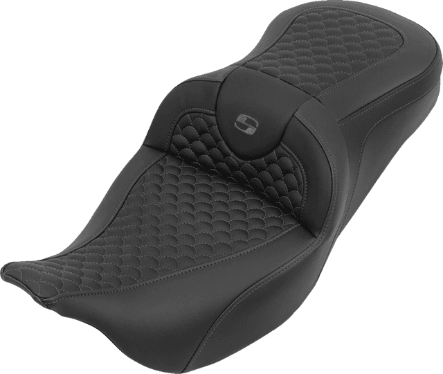 SADDLEMEN 0801-2257 Roadsofa™ Seat - without Backrest - Dragon Stitch - Gray Stitch - FLH/FLT '08-'25