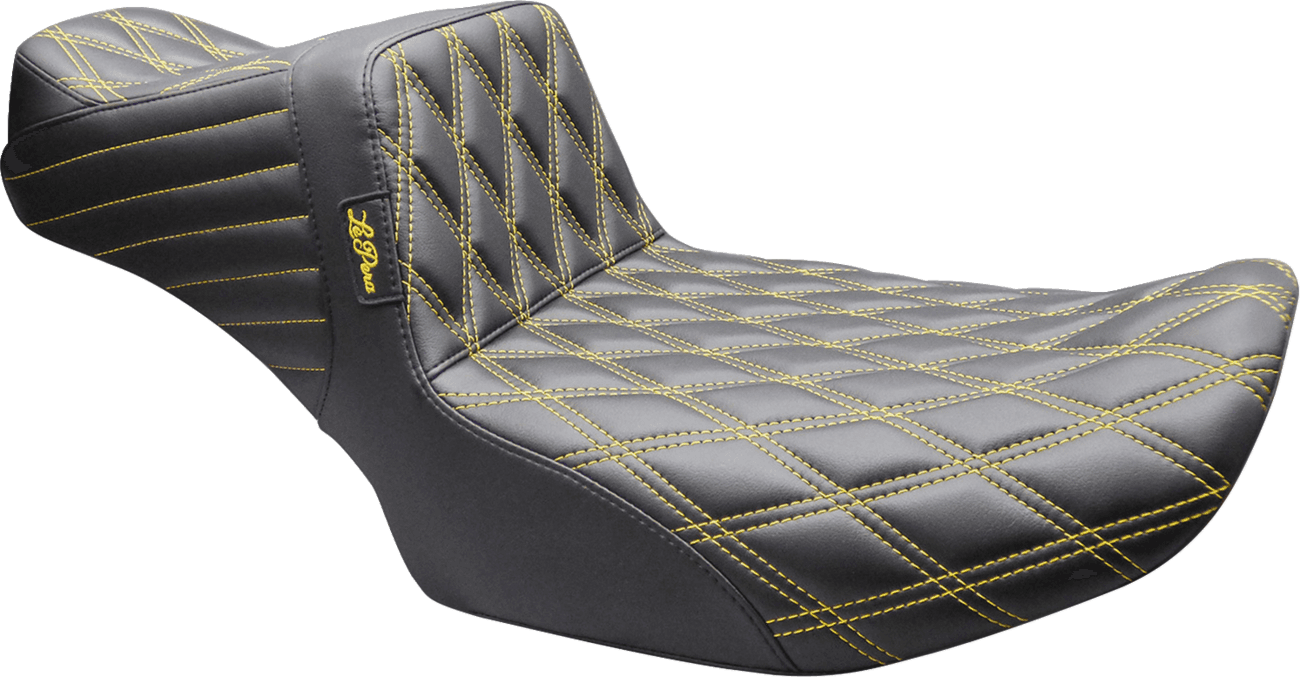 LE PERA 0801-2294 Tailwhip Daddy Long Legs Seat - Double Diamond - Gold Stitch - FLT/FLH '23-'26