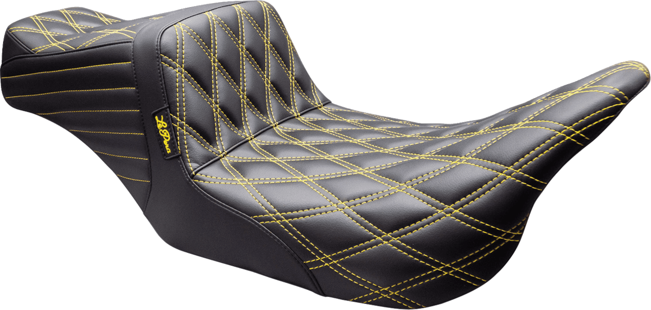 LE PERA 0801-2295 Tailwhip Seat - Double Diamond - Gold Stitch - FLT/FLH '08-'24