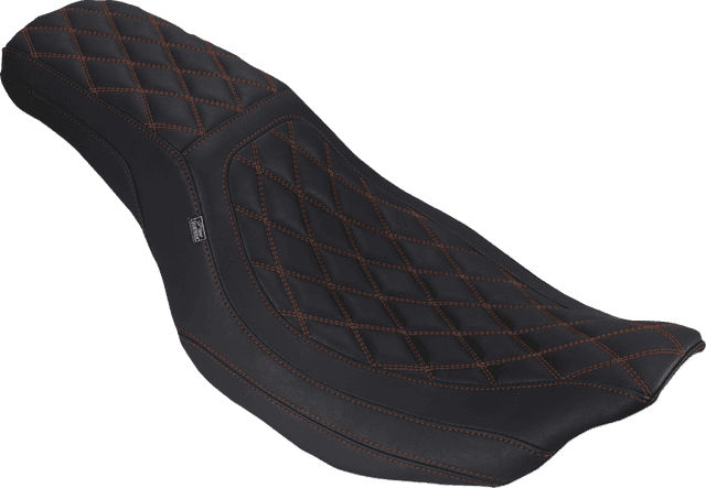 MUSTANG 0801-2299 Low Squareback Seat - Double Diamond - Mandarin Orange Stitch - FLH/FLT '23-'26