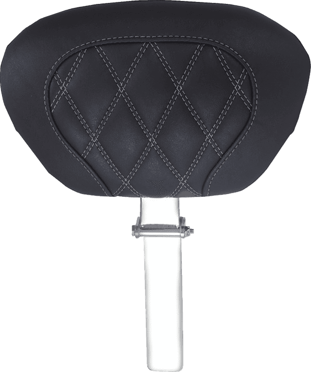 MUSTANG 0801-2308 Driver Backrest - Double Diamond - Gun Metal Stitch - FLH/FLT '08-'25