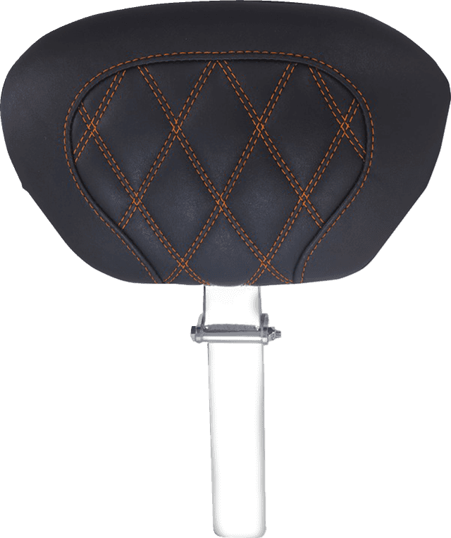 MUSTANG 0801-2309 Driver Backrest - Double Diamond - Mandarin Orange Stitch - FLH/FLT '08-'25