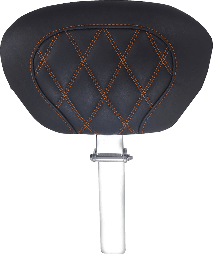 MUSTANG 0801-2309 Driver Backrest - Double Diamond - Mandarin Orange Stitch - FLH/FLT '08-'25