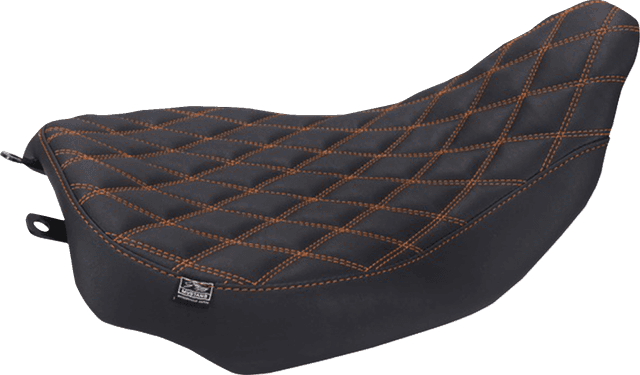 MUSTANG 0801-2323 Runaround™ Solo Seat - Double Diamond - Mandarin Orange Stitch - FLT/FLH '23-'26